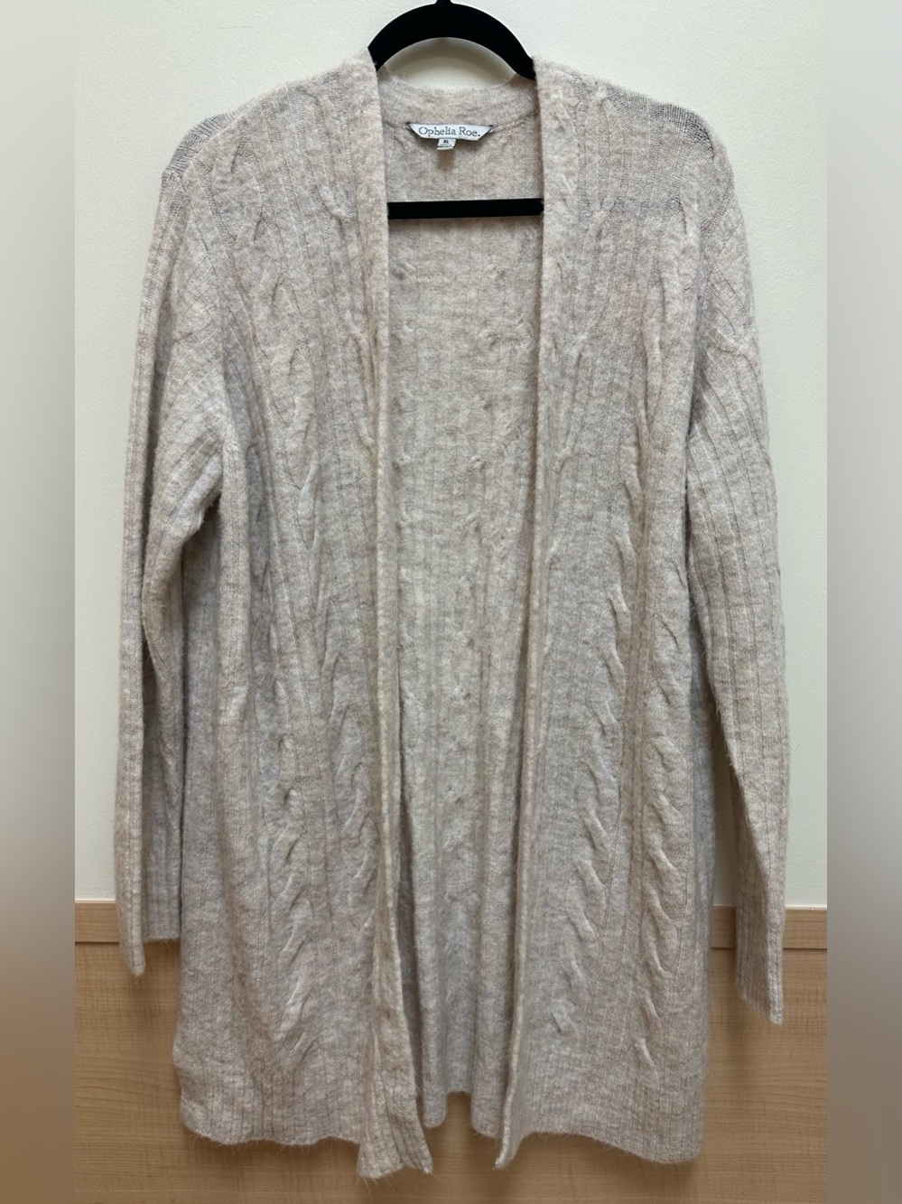 Ophelia Rose Cream Cable-Textured Open Cardigan